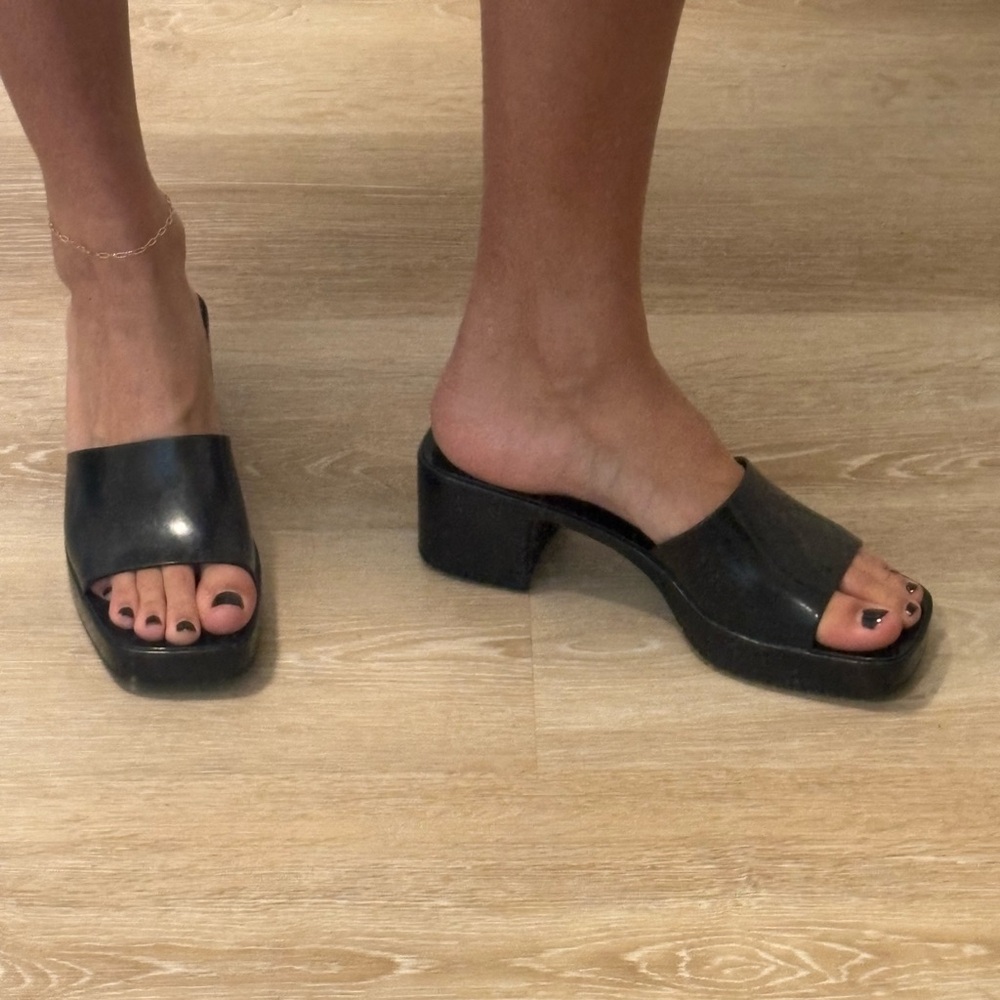 Women's Black Slide Sandals - Picture 4 of 5